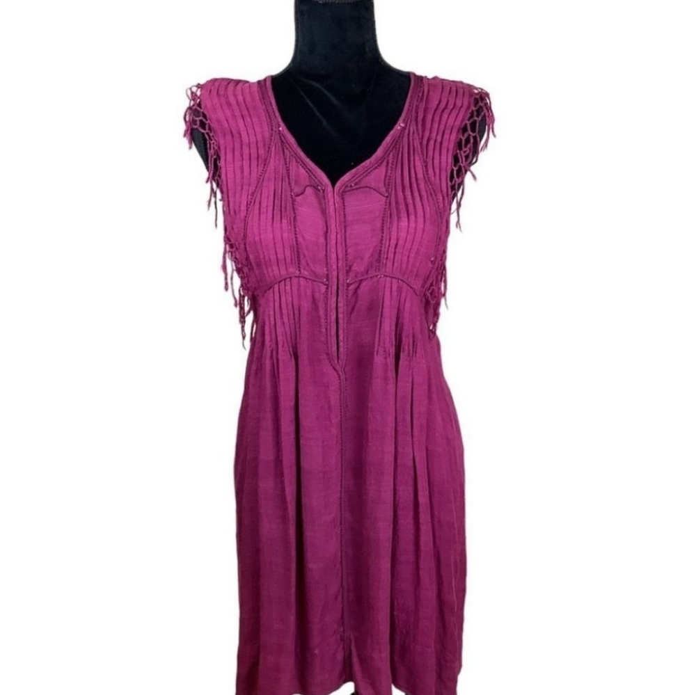 ISABEL MARANT SILK BOHO DEEP MAGENTA DRESS